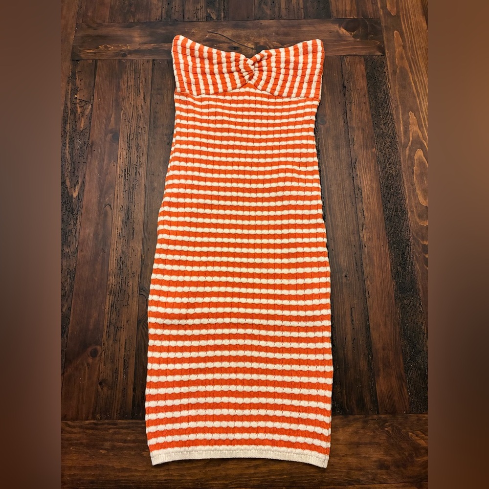 Willow & Wind Women's Crochet Knit Tank Sleeveless Dress Size Large NWT Orange